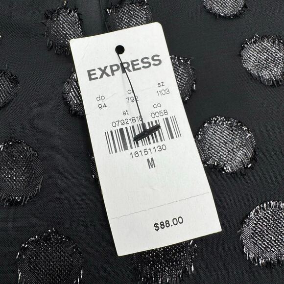 Express Black Metallic Polka Dot Romper Size M Off-Shoulder Long Sleeve NWT $88 - Picture 8 of 10